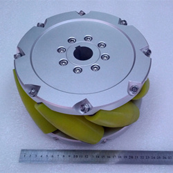 NM254A 254 mm heavy-duty Mecanum wheel, plate and roller view