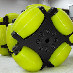 NW254A 254 mm 90 degree heavy-duty industrial Mecanum wheel, complete wheel view