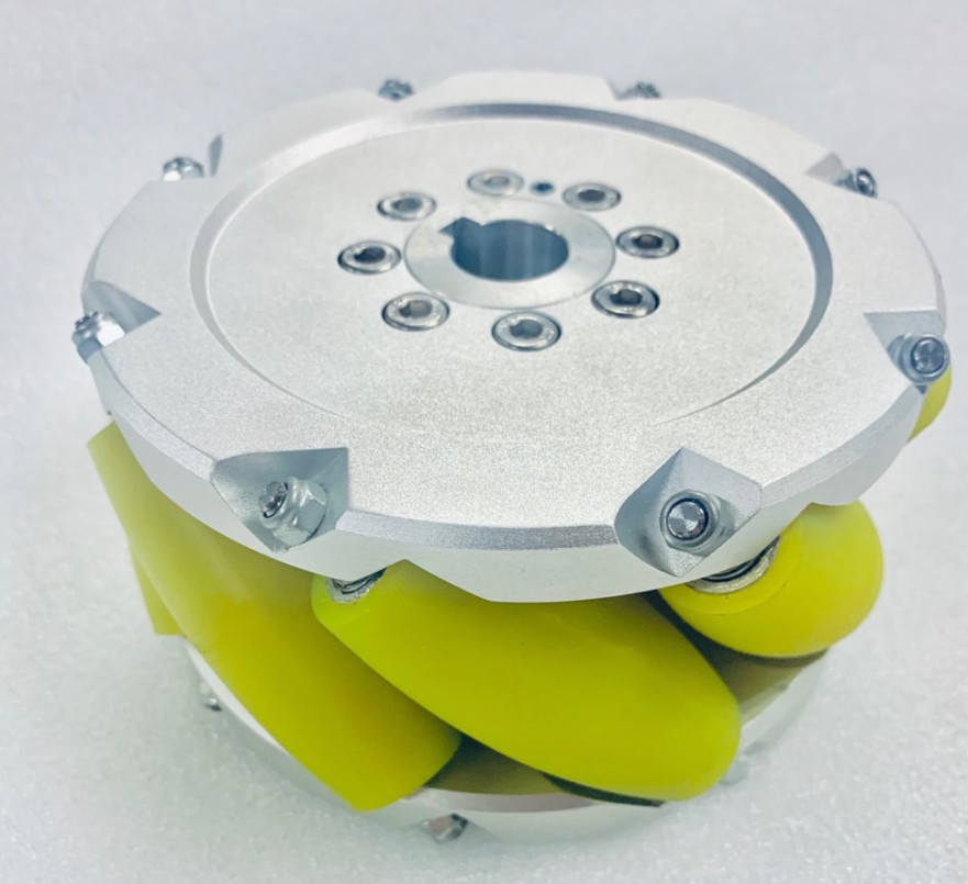 NM127A 45 degree Mecanum wheel, front plate view