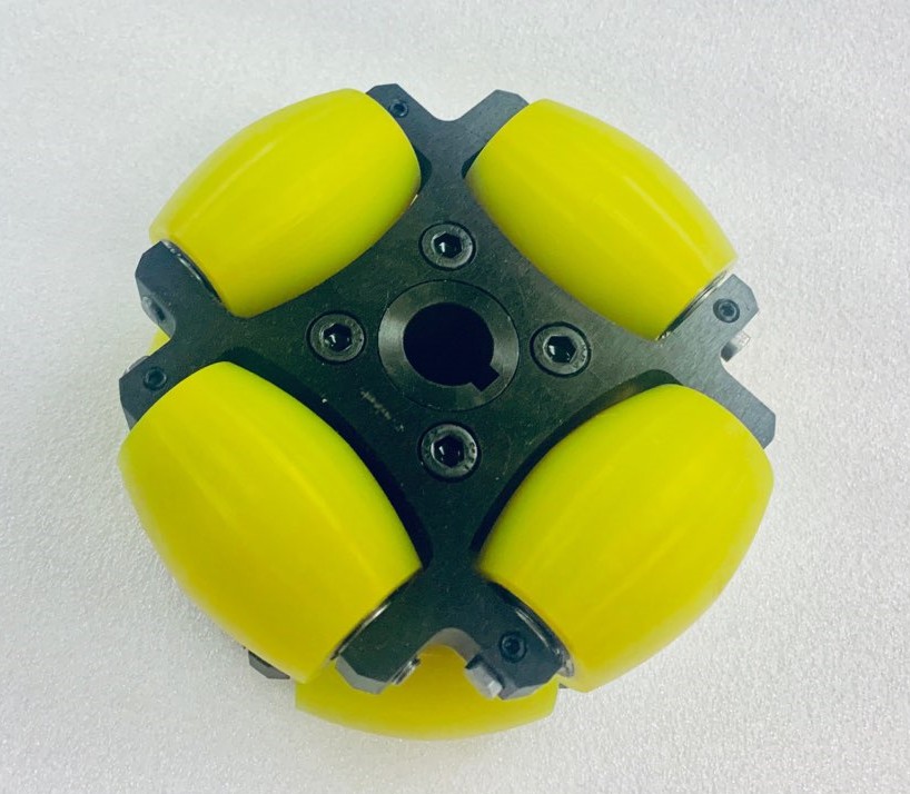NW152A 90 degree heavy-duty industrial Mecanum wheel, front plate view